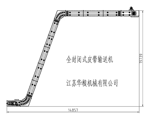 Fully enclosed large angle belt conveyor